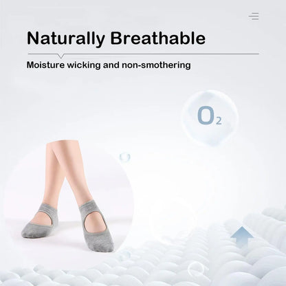Yoga Socks Women Professional Pilates Socks Anti-Slip Breathable Backless Ankle Ladies Ballet Dance Sports Socks for Fitness Gym