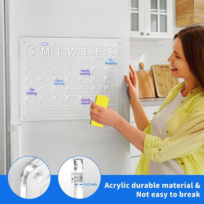 Acrylic Fridge Magnetic Blackboard Weekly Daily Calendar Memo Refrigerator Magnetic Clear Planner Dry Erase Message Board List