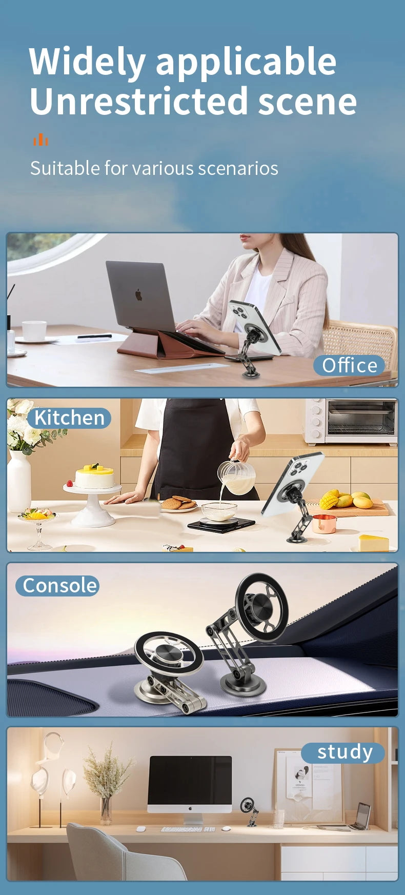 Universal metal magnetic mobile phone holder Foldable rotating mobile phone holder Dashboard windshield Car mobile phone holder