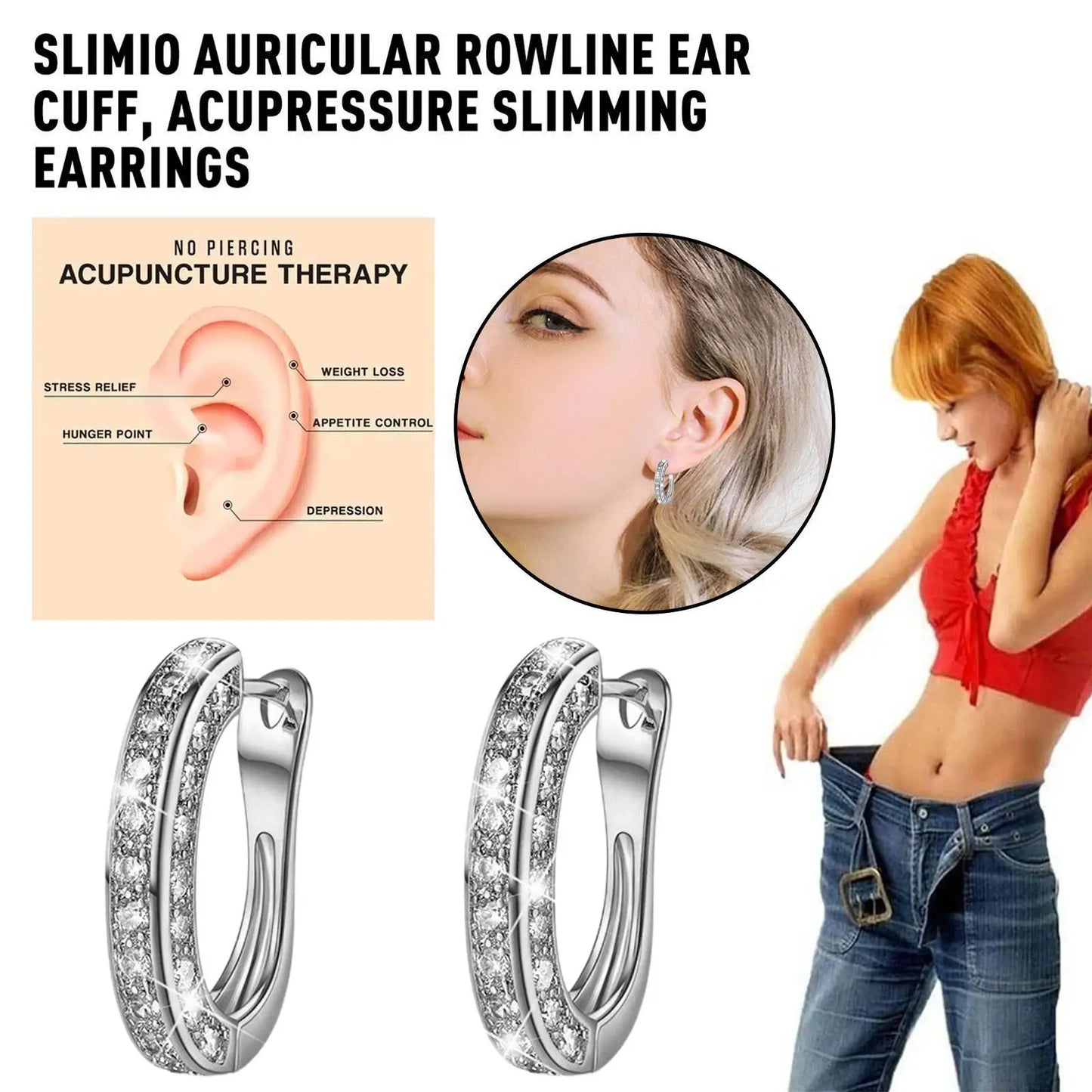 Magnetic Slimming Earrings Women Burning Fat Health Crystal Weight Loss Earrings Zirconia Magnetic Therapy Health Care Slim