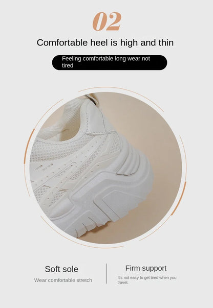 Black Daddy Thick Sole Sneakers Casual Vulcanized Shoes Women High Platform Sneakers Lace Up White Sneakers Women