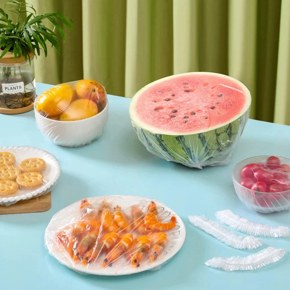 100P Reusable Elastic Bowl Storage Covers for Kitchen Storage, Plastic Film Cover, Food Storage Covers, food Fresh Keeping Cover