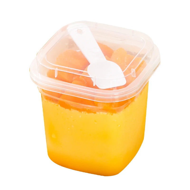 20PCS Plastic 220/280ml Dessert Cups With Lids Spoons Pudding Cup Dessert Cake Cup Appetizer Jelly Yogurt Dessert Baking Cup