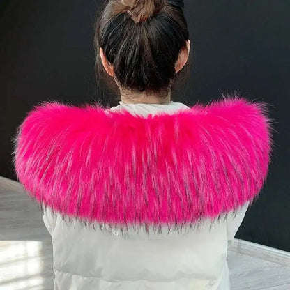 Detachable Faux Fur Collar Extra Large Warm Fake Fur Scarf Wrap Evening Cape For Winter Womens Coat Faux Fur Hood Ttrim Collar