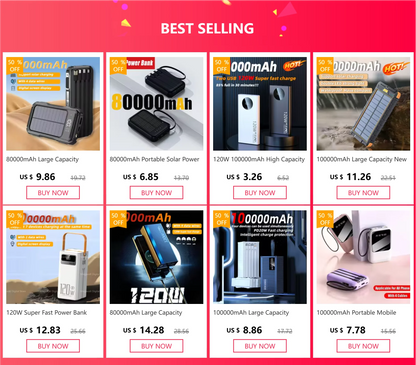 80000mAh Large Capacity Portable Power Bank 120W Super Fast Charging Mobile Power Supports The Simultaneous Use Of 5 Devices