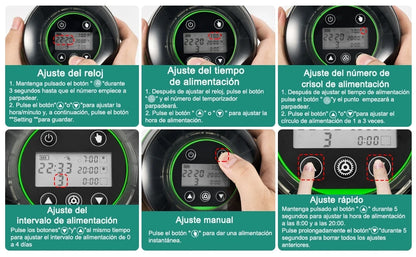 Automatic Fish Feeder for Aquarium, Automatic Food Dispenser with Timer, Rechargeable Timer Feeder, with USB Cable, LCD Display
