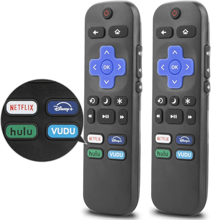 2 Pack Replacement Remote for All Roku TVs. Compatible with TCL Roku, Hisense Roku, Onn Roku, and Philips Roku Smart TVs (Not for Roku Stick and Box)