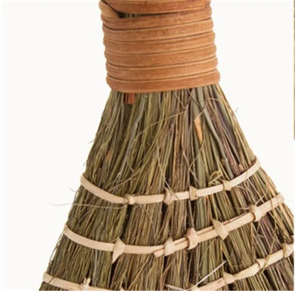 Retro Japanese Soft Hair Brooms Wood Floor Sweeping Straw Braided Household Floor Cleaning Household Floor Useful Cleaning Tools