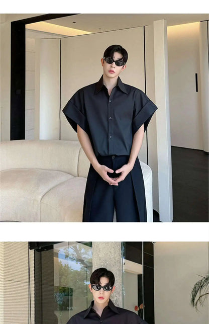 LUZHEN Niche Design Stylish Short Sleeve Shirts Original Fashion Elegant Handsome Korean Clothing Men Casual Blouses Tops LZ4028