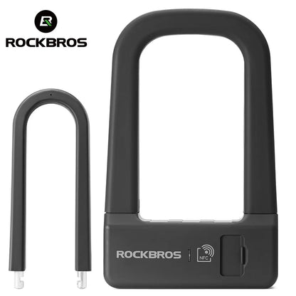 ROCKBROS Bicycle Smart Lock NFC Lock Aluminum Alloy High Strength Waterproof Anti-theft Safety U-Shape Lock MTB Road Bike Cyclin