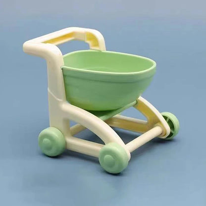 1:12 Miniature Furniture Shopping Cart Refrigerator Kitchen Shelve Mini Drink Dessert Food Dollhouse Kitchen Toy Model Gift