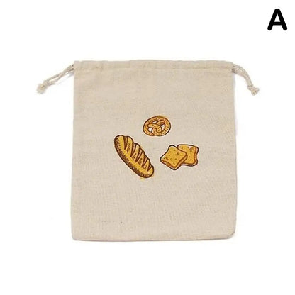 Linen Bread Bags Reusable Drawstring Large Washable Storage Food Accessories Home Unbleached Kitchen Organizer