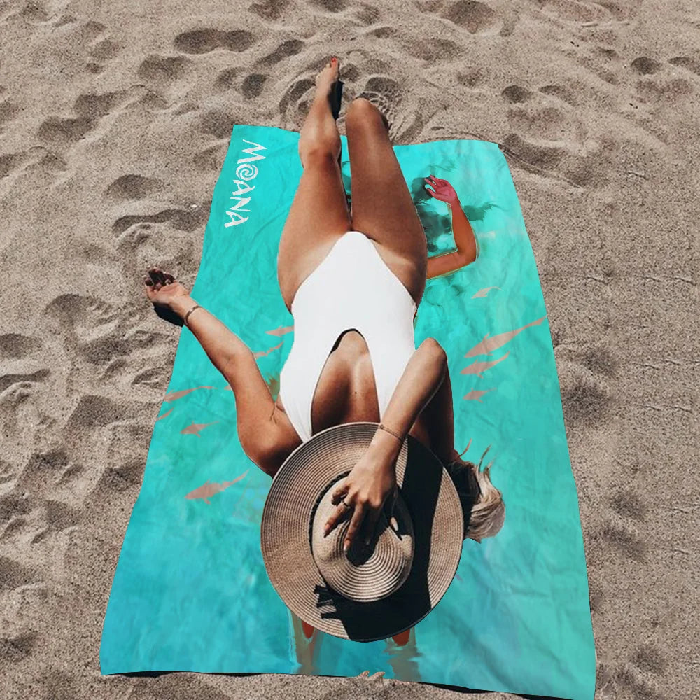 Cute Moana Cartoon Beach Towels Shower Towel Sauna Travel Spa Microfiber Quick Dry Gym Accessories Cute Room Decor