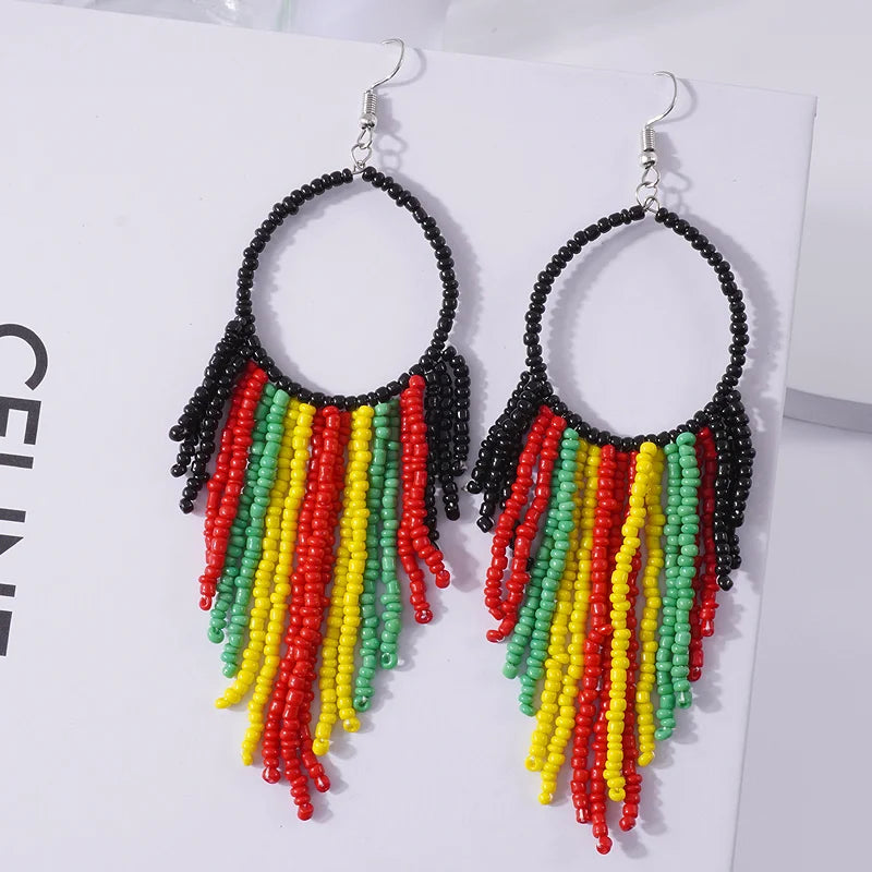 Bohemian Earrings 2024 Beads Long Earrings Ethnic Style Drop Earings Fashion Jewelry Bijoux Femme Statement Earrings