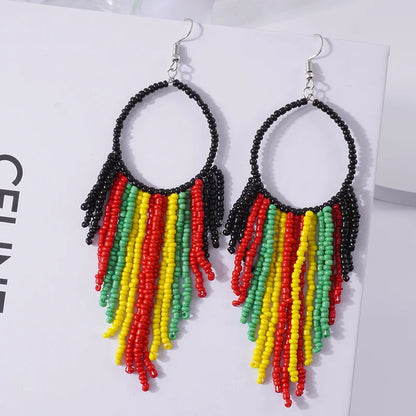 Bohemian Earrings 2024 Beads Long Earrings Ethnic Style Drop Earings Fashion Jewelry Bijoux Femme Statement Earrings
