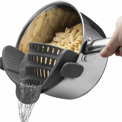 1pc Adjustable Silicone Clip-On Strainer for Pots, Pans, and Bowls - Handheld Drainer for Noodles, Pasta