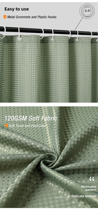 Plain Waffle Waterproof and Mildew-proof Polyester Shower Curtain, Bathroom Curtain, Bathroom Partition Curtain, Shower Curtain