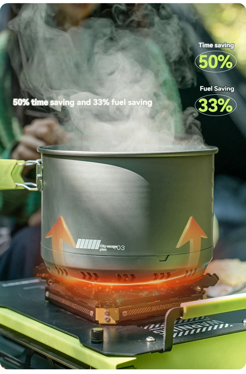 ALOCS Camping Cookware Set Outdoor Stove Kettle Frying Pan Picnic Equipment Complete Set of Portable Kitchen Gear for Hiking