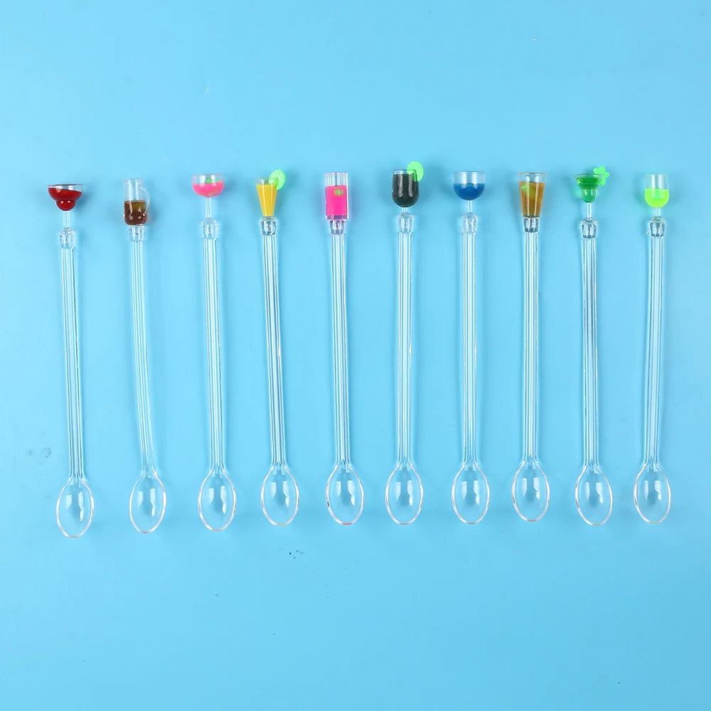 5Pcs/10Pcs Swizzle Sticks Acrylic Cocktail Stirrers 9 Inch Clear Shafts Drink Stirrer for Bars Cafes Party Restaurants Home Use