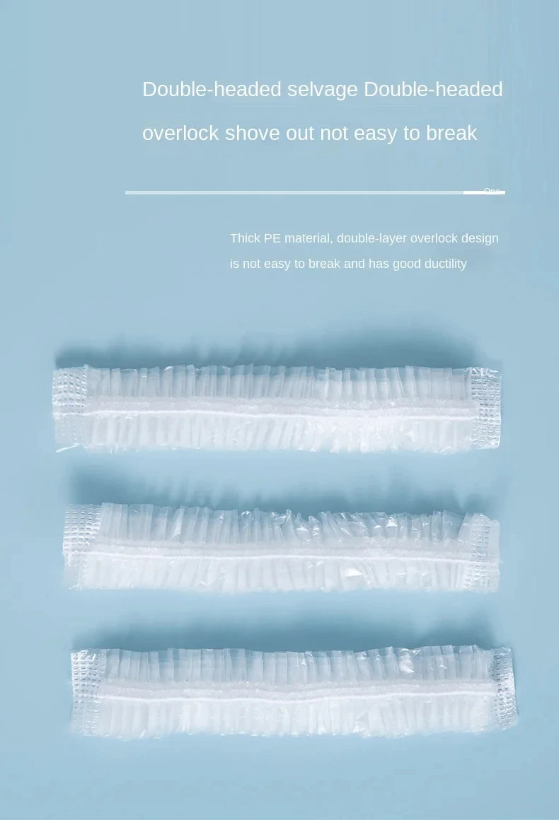 Women's Disposable Shower Cap, Plastic Waterproof Head Cover, Pink Spa Salon, Hotel Hair Dye, Elastic Hair Cap, 100 Pieces/set