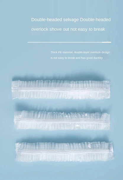 Women's Disposable Shower Cap, Plastic Waterproof Head Cover, Pink Spa Salon, Hotel Hair Dye, Elastic Hair Cap, 100 Pieces/set