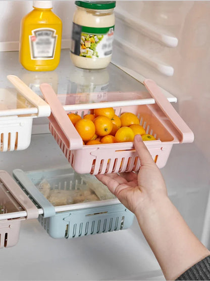 1Pc Refrigerator Storage Basket Flexible Expandable Fridge Organizer Drawer Storage Rack Storage Fresh Box Freezer Box Storage
