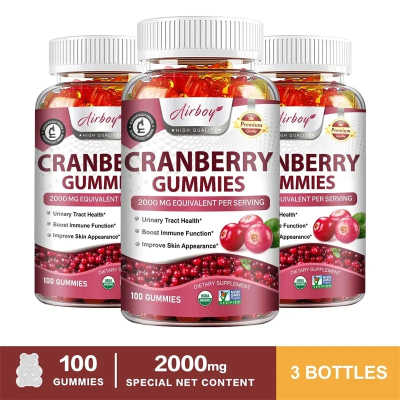 Cranberry Gummies - Support Kidney and Urinary Tract Health, Enhance The Immune System, and Promote Metabolism