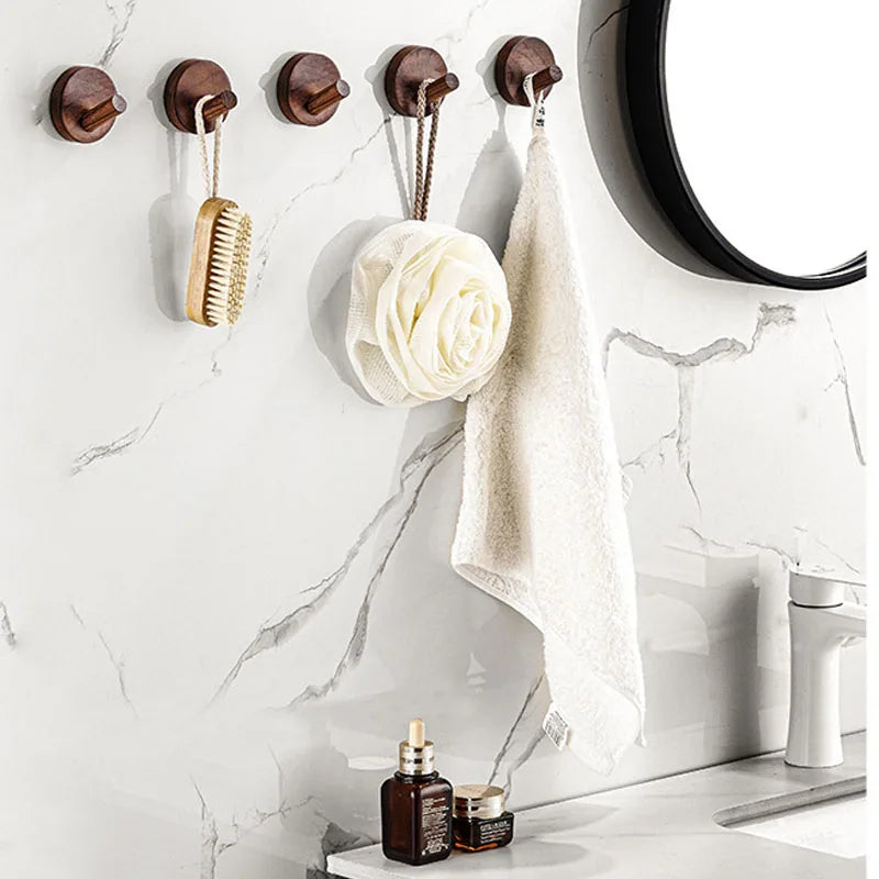 Self-Adhesive Wooden Wall Hooks for Hanging,Modern Coat Hooks,Natural Wood Hooks for Hanging Hats Towels Robe Clothes Keys Bags