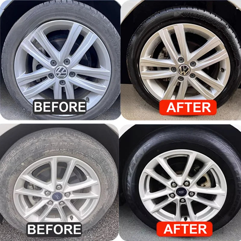 Black Wet Look Tire Shine Dressing -Automotive Clear Coat Tire Dressing Spray for Glossy Wet Tire Look, Vinyl & Plastic, with UV