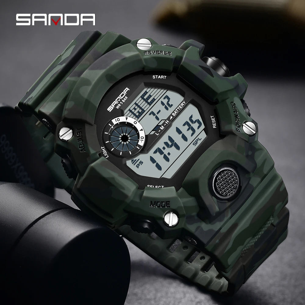 SANDA 2183 Fashion Military Student Electronic Watch Multi functional Timer Waterproof LED Student Electronic Digital Watch