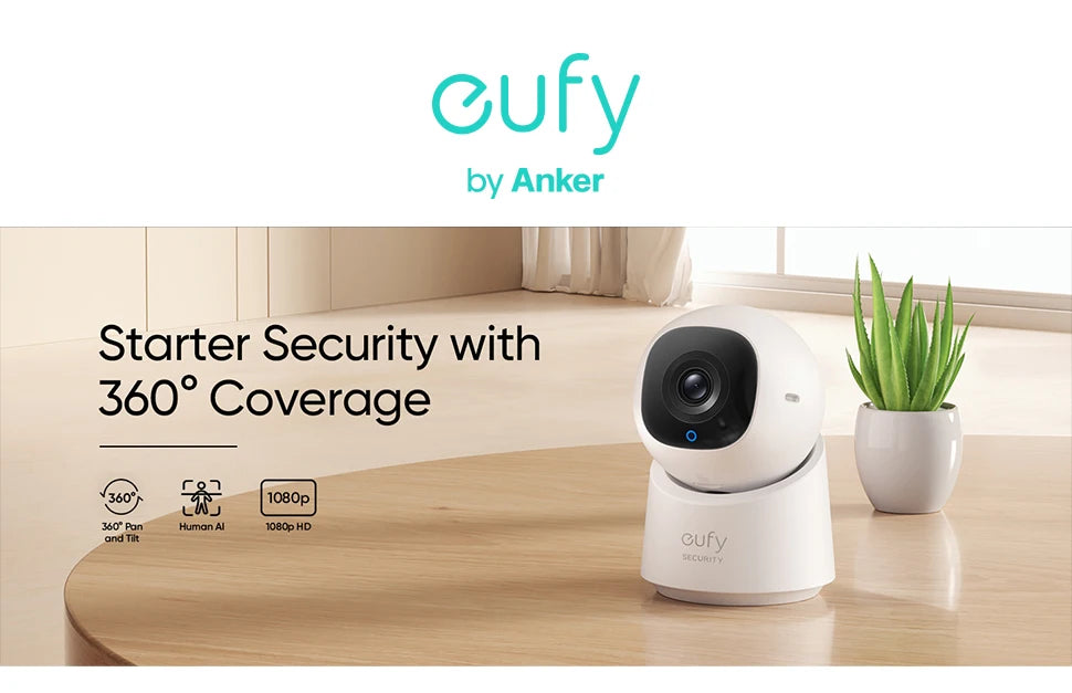 eufy Security Indoor Cam C210 1080p Resolution Security Camera with 360° PTZ Plug-in Security Indoor Camera with 2.4G Wi-Fi