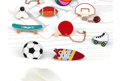 All Love Sports!Healthy Lifestyle Enamel Pins Rugby Basketball Soccer Bowling Brooches Roller Skates Badge Shirt Hat Bag Jewelry