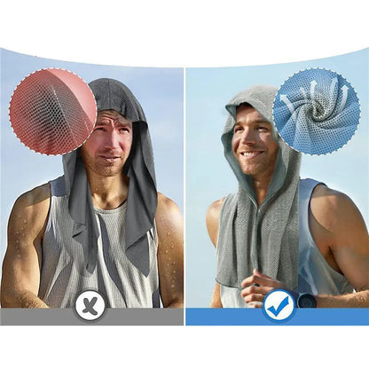 Cooling Hoodie Towel Sweat Absorption Extra Soft Sun Protection Quick Drying Sweat Towel Neck Wrap Sports Supplies