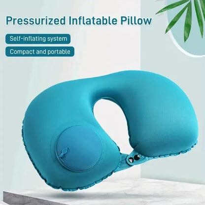 Press on Inflatable Pillow to Relax Neck Travel U-shaped Pillow Foldable and Portable with Leak Proof Device Ordinary U-shaped