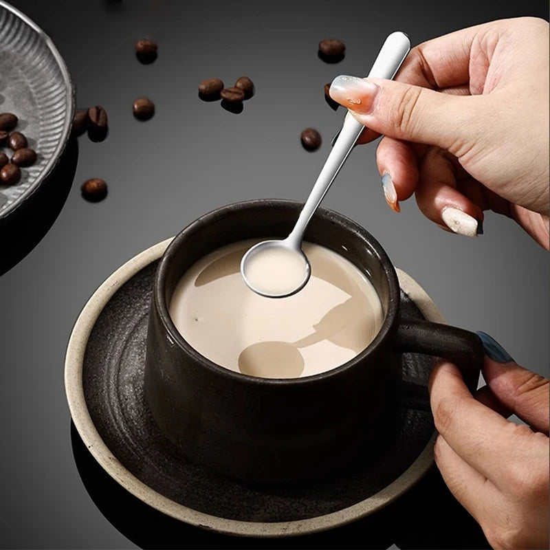 304 Stainless Steel Flavoring Spoon Salt Spoon Coffee Stirring Spoon Cute Dessert Spoon Mini Ice Cream Spoon
