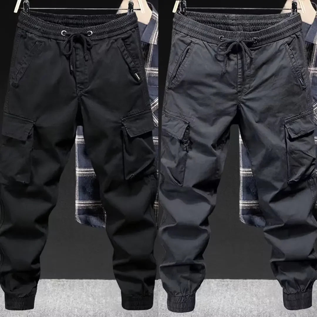 Trendy Brand Casual Cargo Pants Men's Loose Fit Solid Color Cargo Pants American Style Casual For Spring Autumn