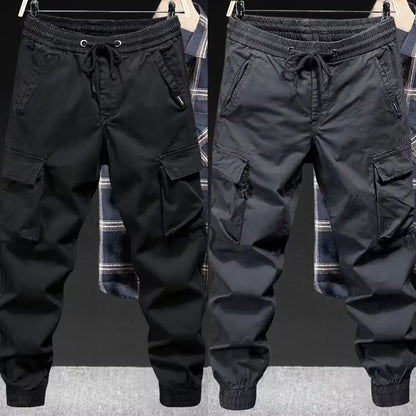 Trendy Brand Casual Cargo Pants Men's Loose Fit Solid Color Cargo Pants American Style Casual For Spring Autumn