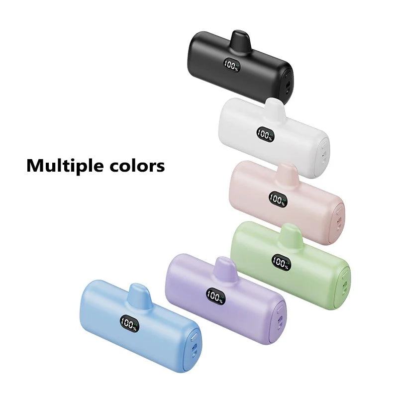 New Mini Capsule Power Bank Pocket Fast Charging Digital Display Power Bank Holder Portable Power Bank for iPhone,Xiaomi,Huawei