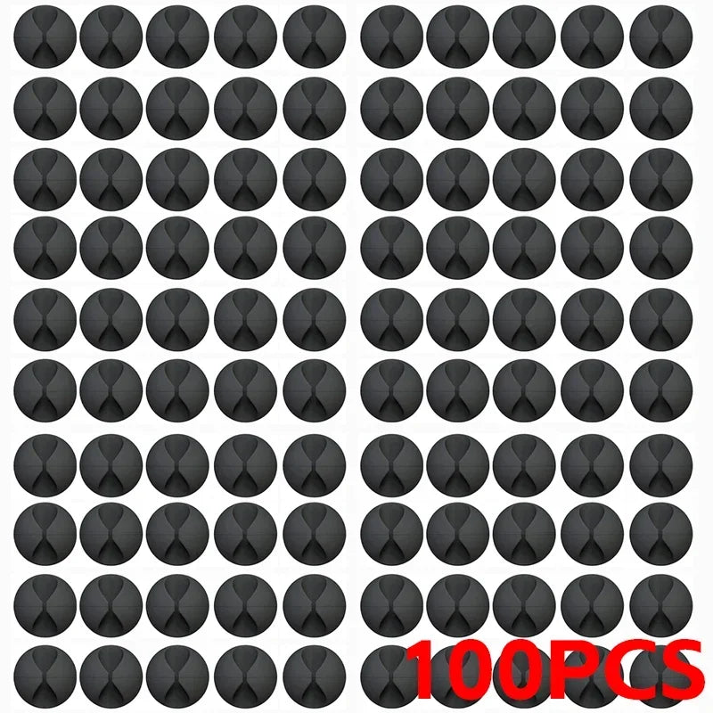 100-1PCS Desktop Wall Cable Clips Wire Management Self-Adhesive Cord Organizers Holder Clamp for USB Network Headphone Cables