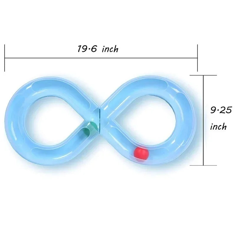 Interactive Cat Toy with S-Shaped Roller Circuit – Rotating Running Balls, Tunnel Design & Turntable Track for Kittens – Fun Pet