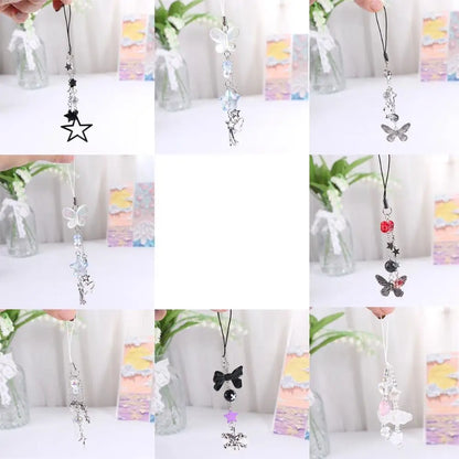 Sweet Girl Y2K Phone Pendant Phonestraps Phone Charms Phone Chain Butterfly Backpack Ornament Phone Lanyard Keyring Jewelry
