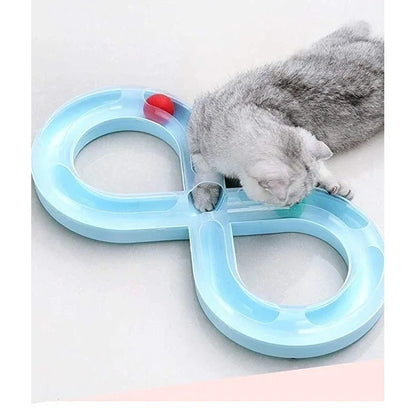 Interactive Cat Toy with S-Shaped Roller Circuit – Rotating Running Balls, Tunnel Design & Turntable Track for Kittens – Fun Pet