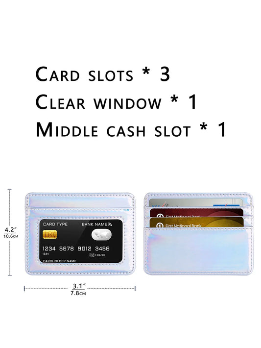 RFID Blocking Credit Card Holder Wallet for Women Men, Slim Minimalist Front Pocket Wallet with Laser Colors
