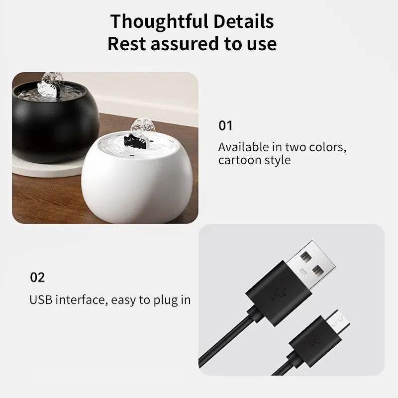 Automatic Pet Water Dispenser Electric Live Water Circulating Filter Ceramic Water Fountain For Cats Water Dispenser Accessories