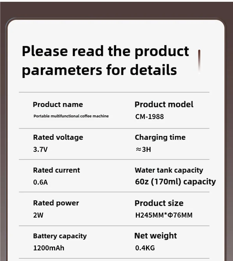 Coffee Maker Electric Capsule Ground Coffee Brewer Portable Coffee Machine Fit Coffee Powder and Coffee Capsule