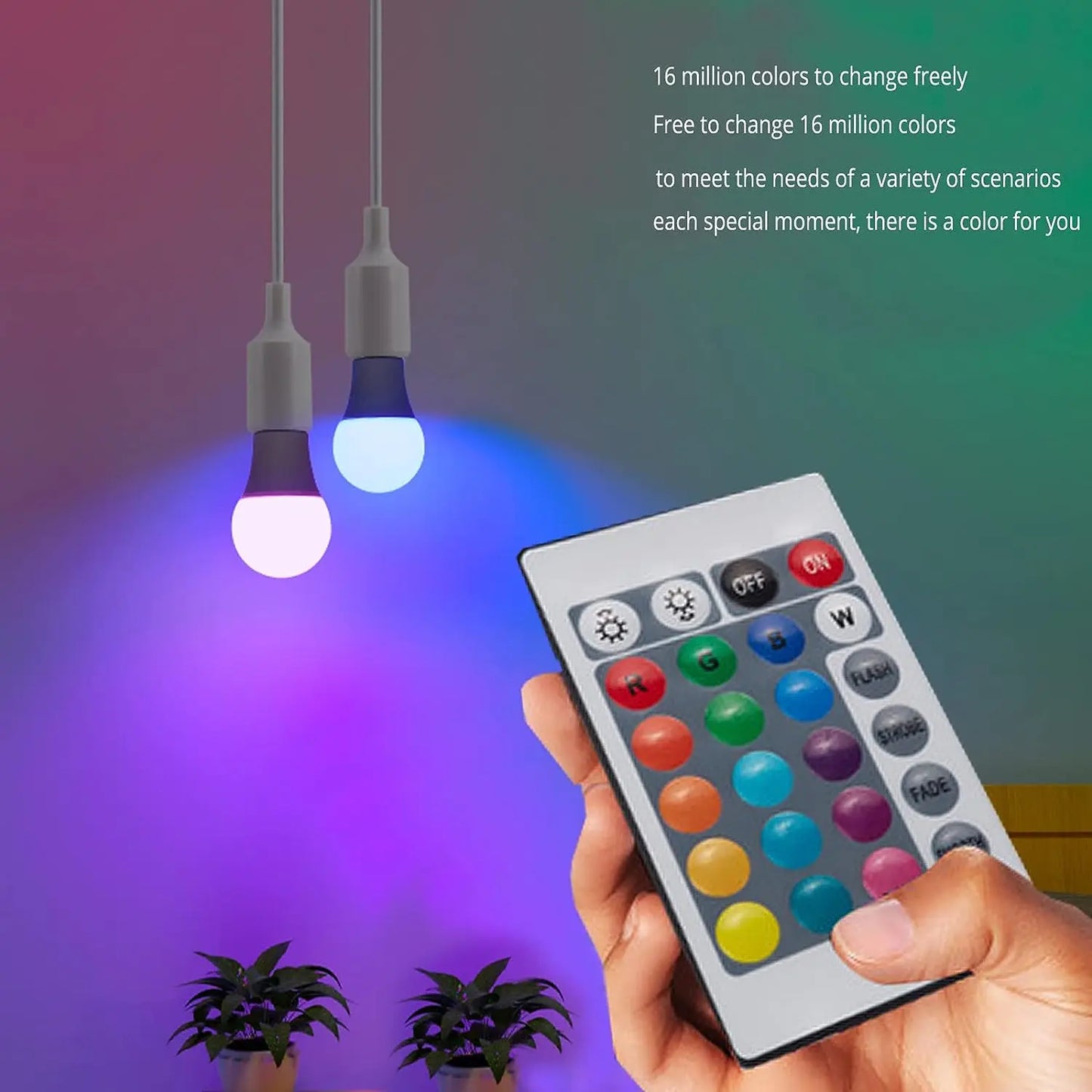 24 Key Remote Control Smart Lamp Atmosphere Light 16 Colors RGB Bulb LED Multicolor Bulb E27 220V Household Lighting Dimmable