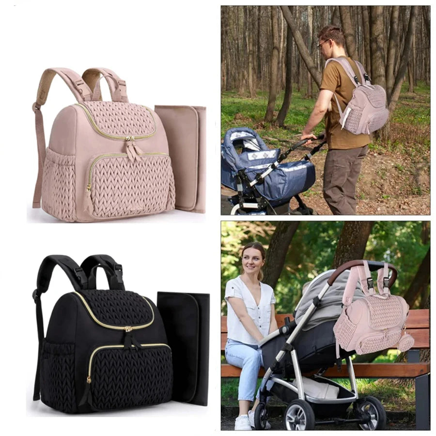 New Baby Diaper Bag Outdoor Stroller Organizer With Changing Pad Mommy Bag Large Capacity Maternity Backpack Insulated Pocket