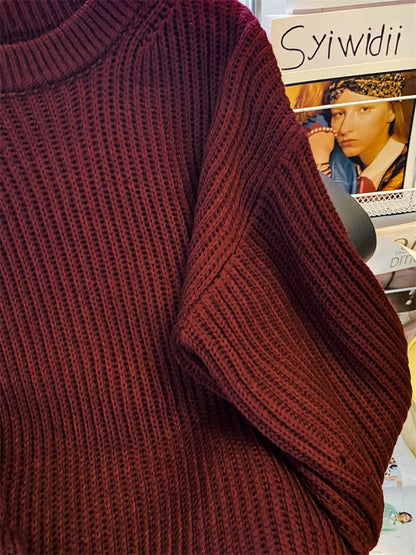 Syiwidii Oversized Sweaters for Women Knit Pullover Spring Autumn Winter Long Sleeve Causal Fashion Elegant Ladies Loose Jumpers