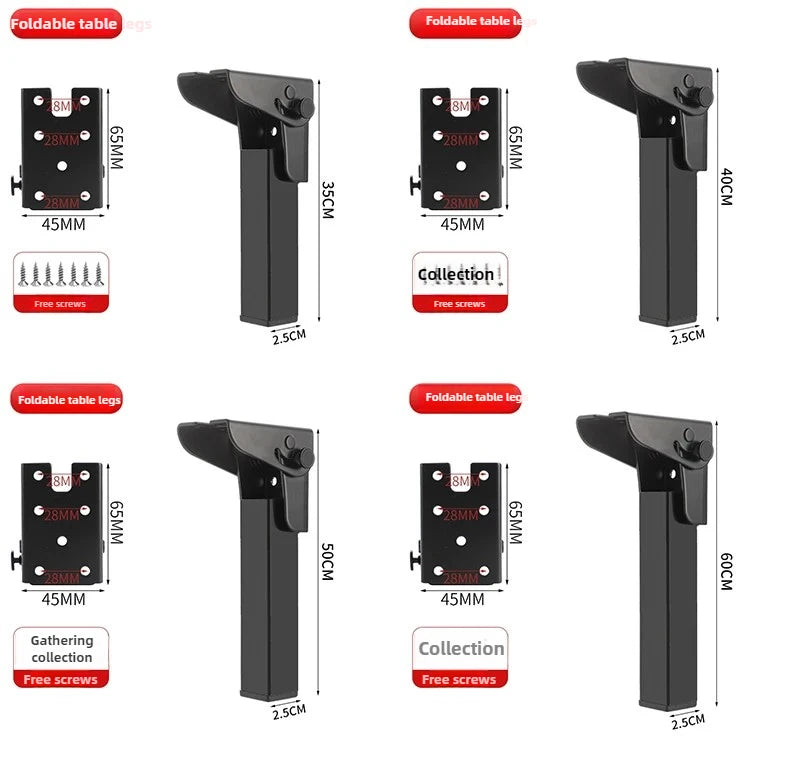 Foldable Table Leg Supports Thickened Sturdy Bases Anti-Slip Wear-Resistant Silent Foot Pads Heavy-Duty Aluminum Alloy  Design