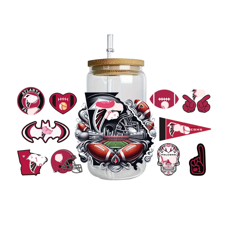 Sports Team Cup Wraps DIY Waterproof Easy To Use Custom Decals UV DTF Transfer Sticker For 16oz Libbey Glasses